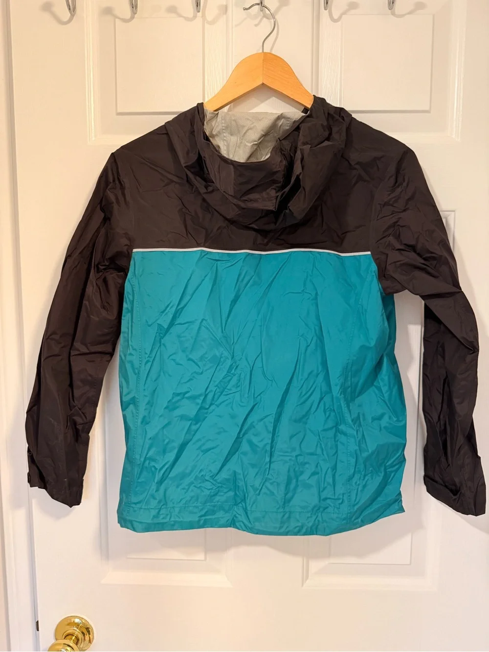 Patagonia Kids Teal & Black Hooded Rain Jacket